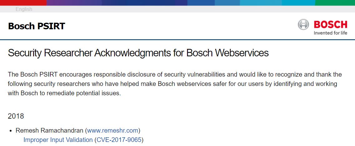 Bosch Hall of Fame
