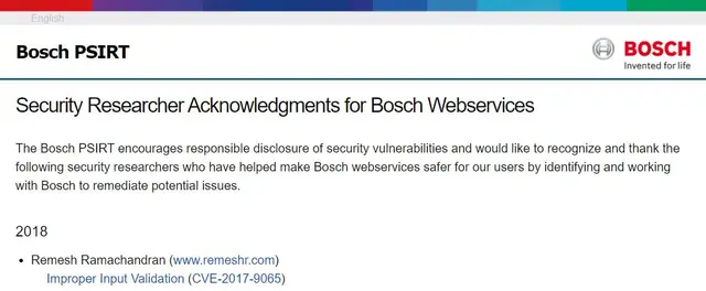 Bosch Hall of Fame — Remesh Ramachandran