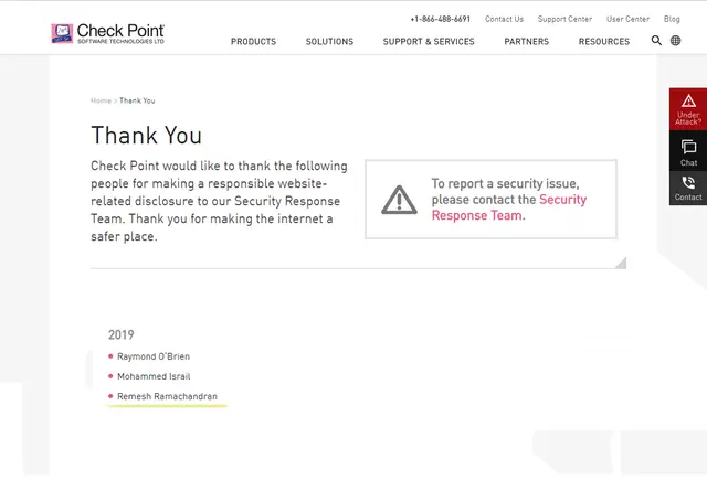 Check Point Hall of Fame — Remesh Ramachandran