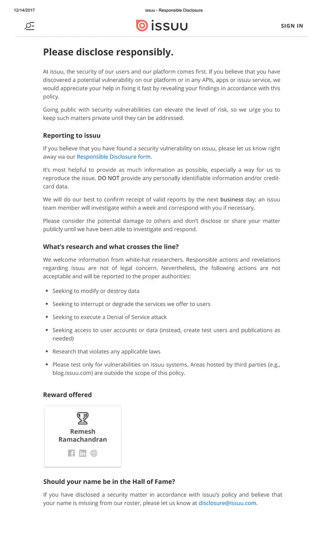 Issuu - Hall of fame — Remesh Ramachandran