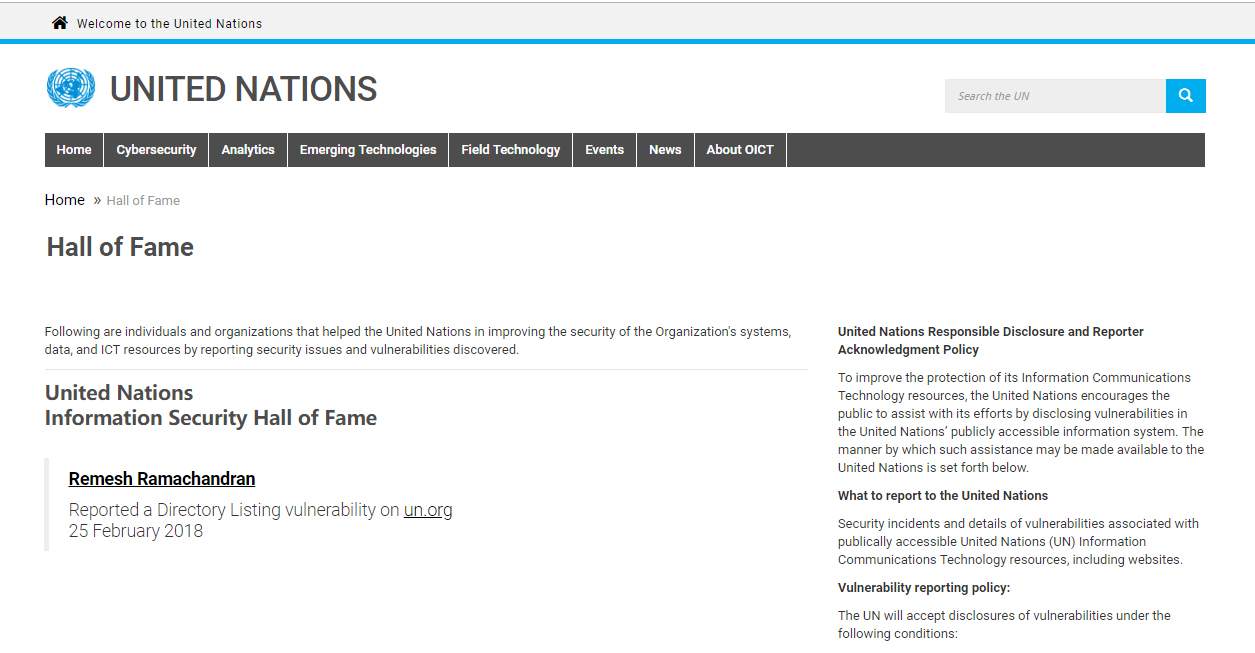 United Nations Information Security Hall of Fame